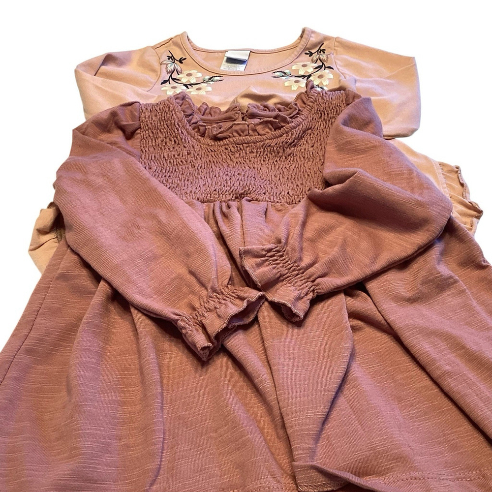 Tahari Shirt / Dress Bundle Toddler Girl 4T Pink Ruffle Smocking Floral EUC